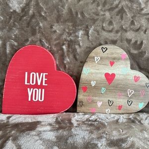Quill to Paper Wood Signs ❤️ Heart Love You Set of 2 NEW
